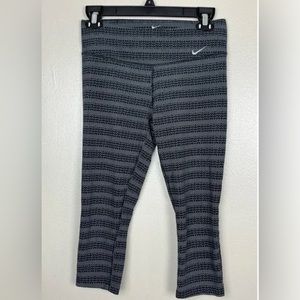 Nike Dri Fit Crop Leggings Black & Gray Zig Zag Stripes